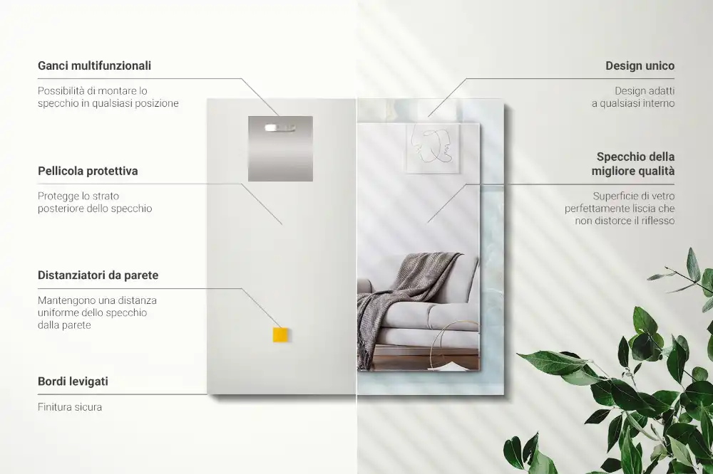 Specchio rettangolare decoro Marmo Onice Blu