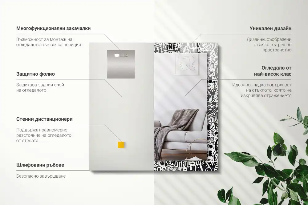 Specchio rettangolare decoro Lettering motivazionale a mano