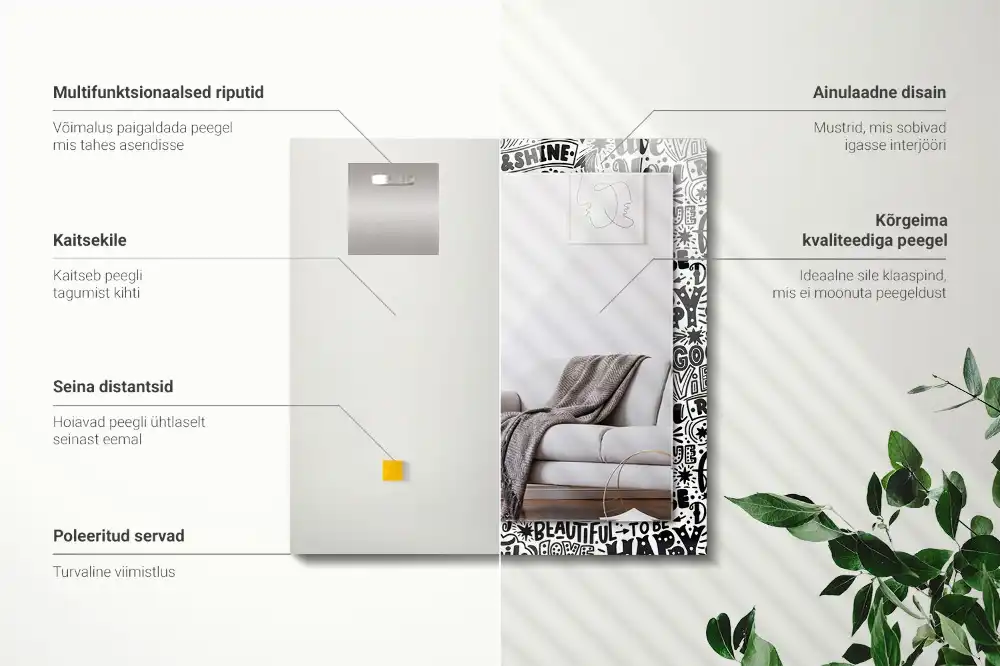 Specchio rettangolare decoro Lettering motivazionale a mano