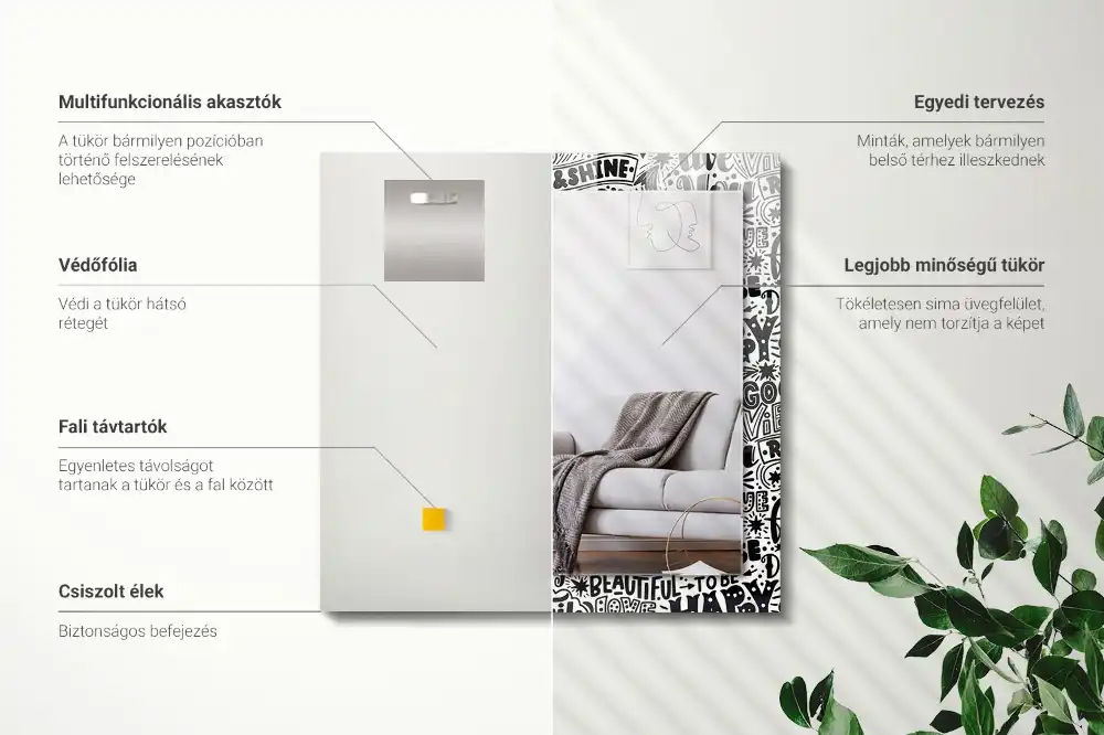 Specchio rettangolare decoro Lettering motivazionale a mano