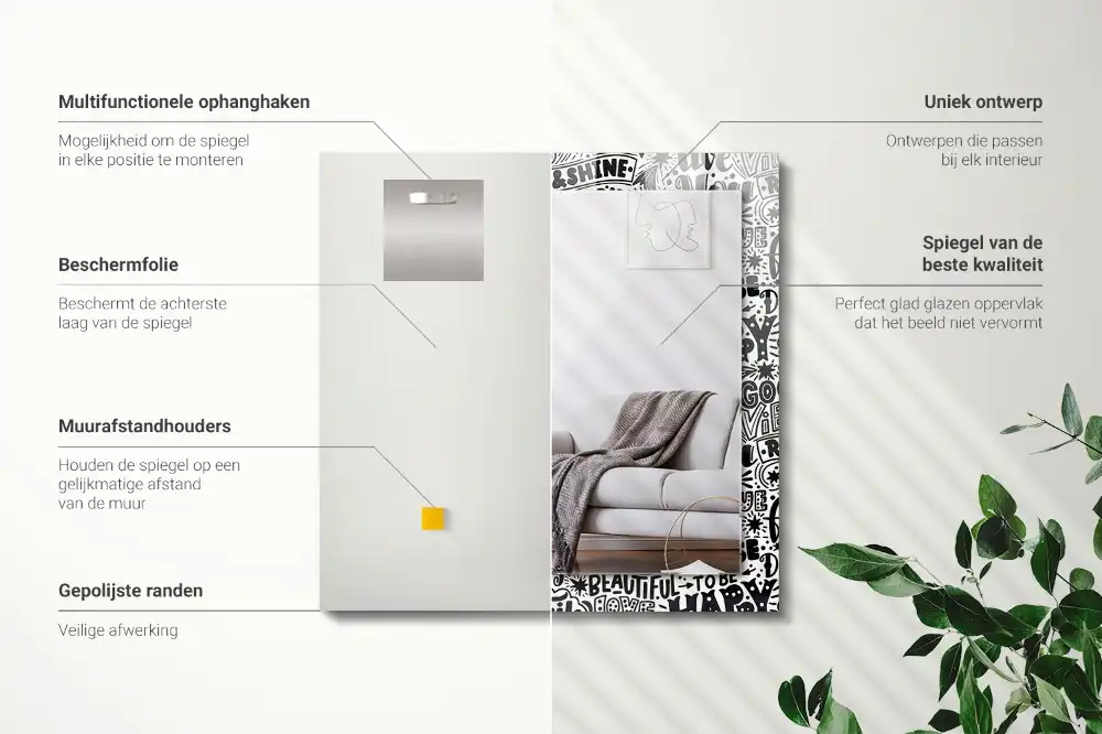 Specchio rettangolare decoro Lettering motivazionale a mano