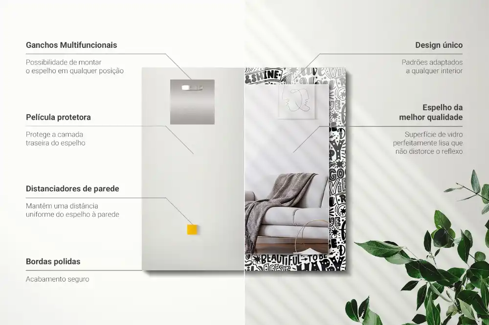 Specchio rettangolare decoro Lettering motivazionale a mano