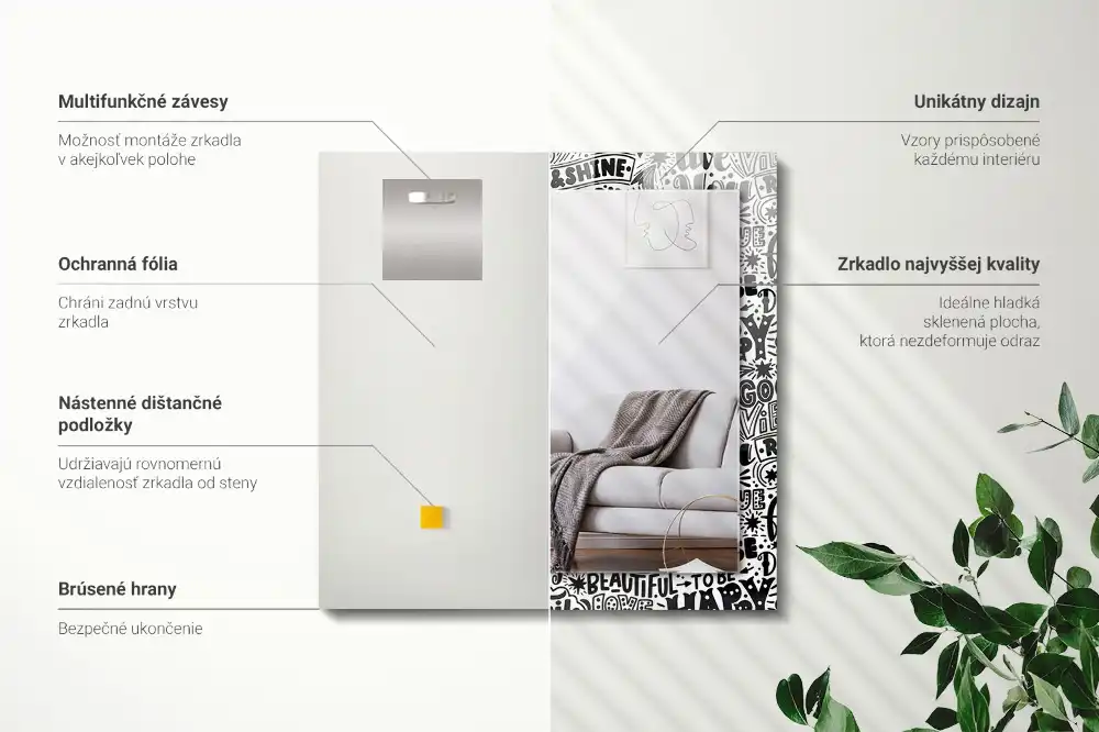 Specchio rettangolare decoro Lettering motivazionale a mano