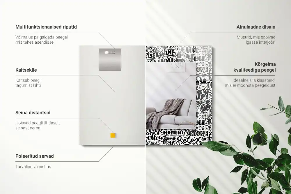 Specchio rettangolare decoro Lettering motivazionale a mano