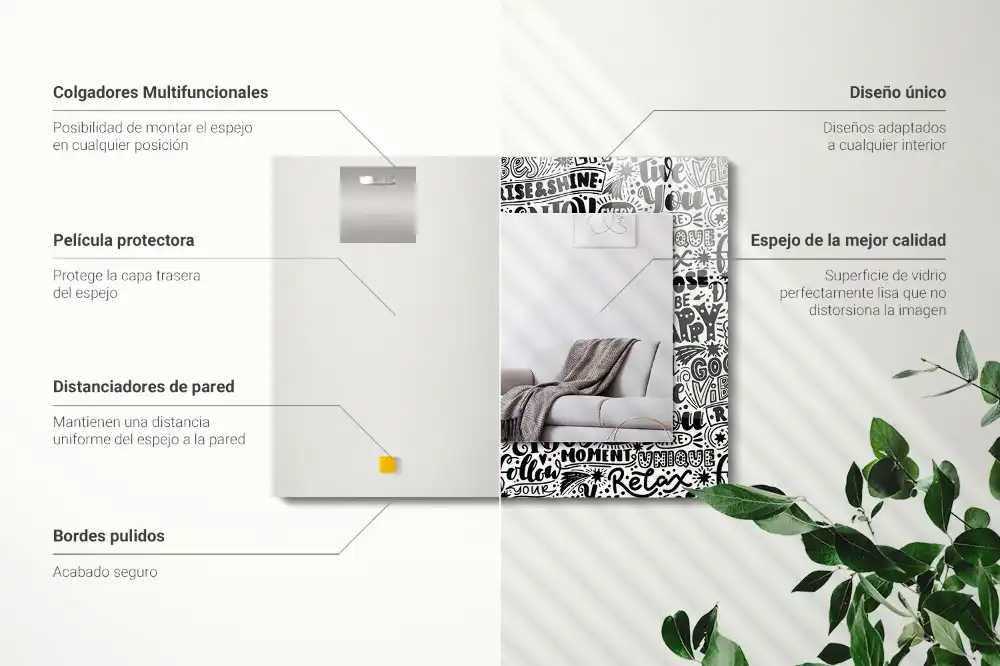 Specchio rettangolare decoro Lettering motivazionale a mano