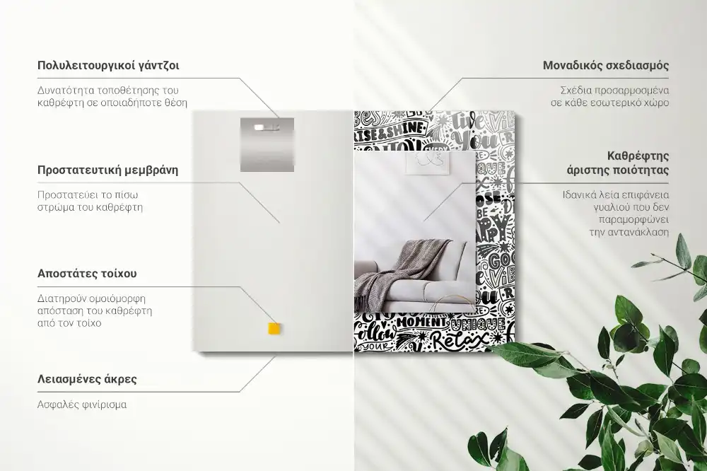 Specchio rettangolare decoro Lettering motivazionale a mano