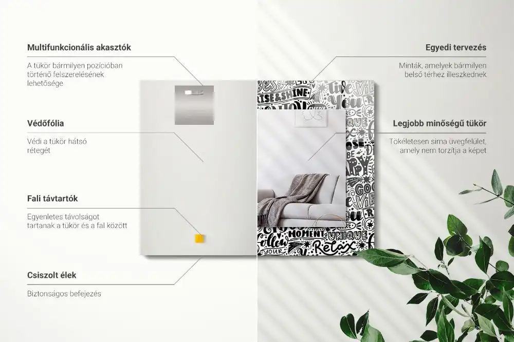 Specchio rettangolare decoro Lettering motivazionale a mano