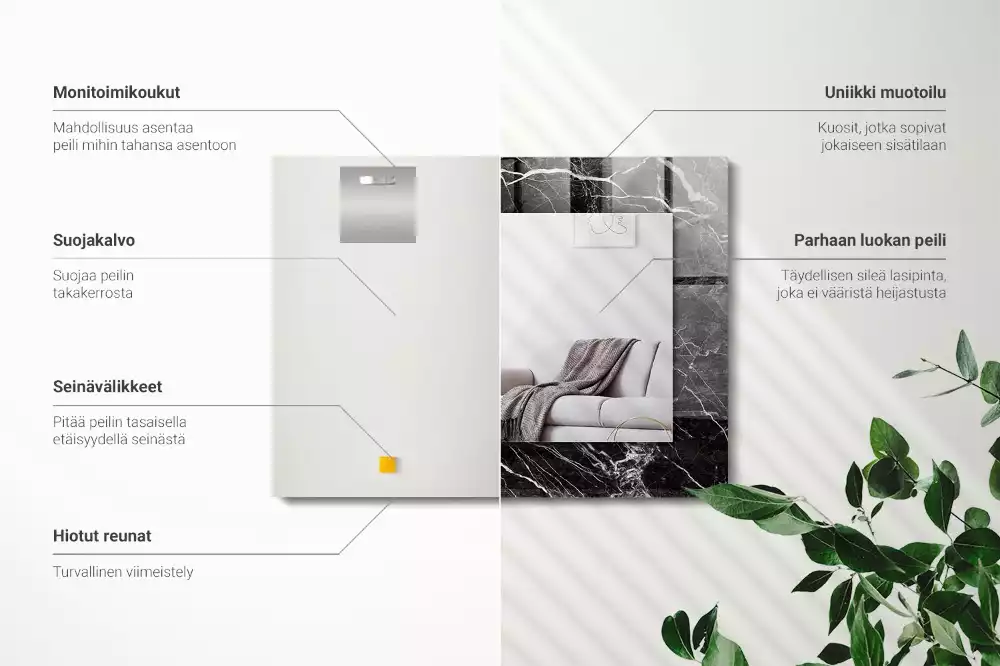 Specchio rettangolare stampato marmo nero