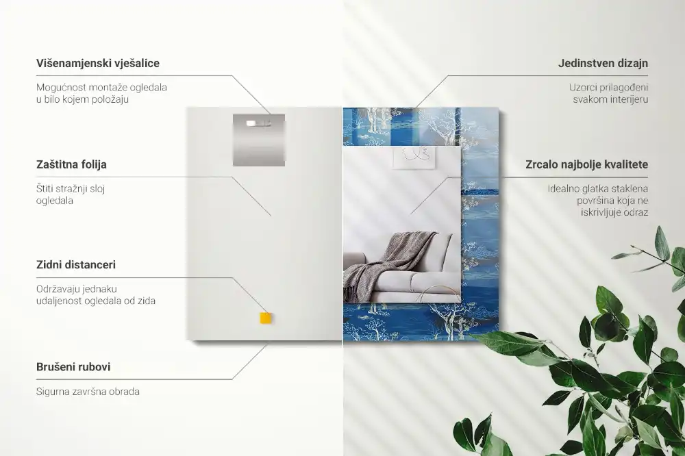 Specchio rettangolare decoro Paesaggio degli alberi