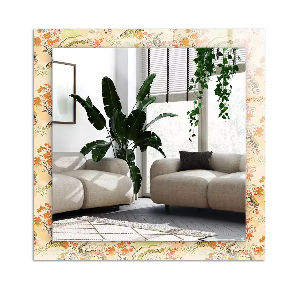 Specchio rettangolare con cornice stampata giardino giapponese