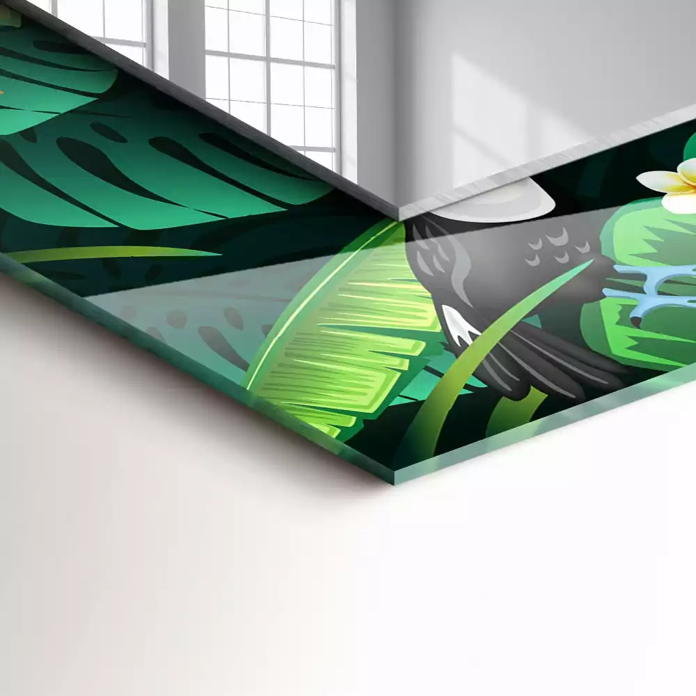 Specchio rettangolare stampato Tucani lasciano la giungla