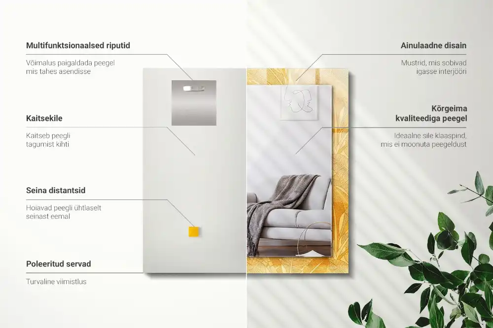 Specchio rettangolare decoro Motivo a foglie arancioni