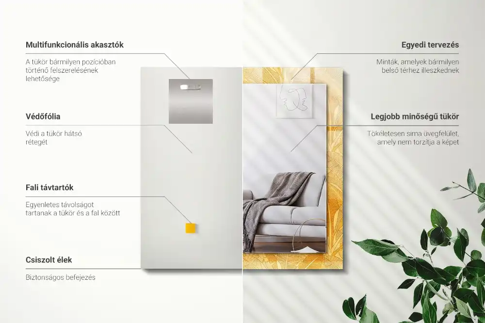 Specchio rettangolare decoro Motivo a foglie arancioni