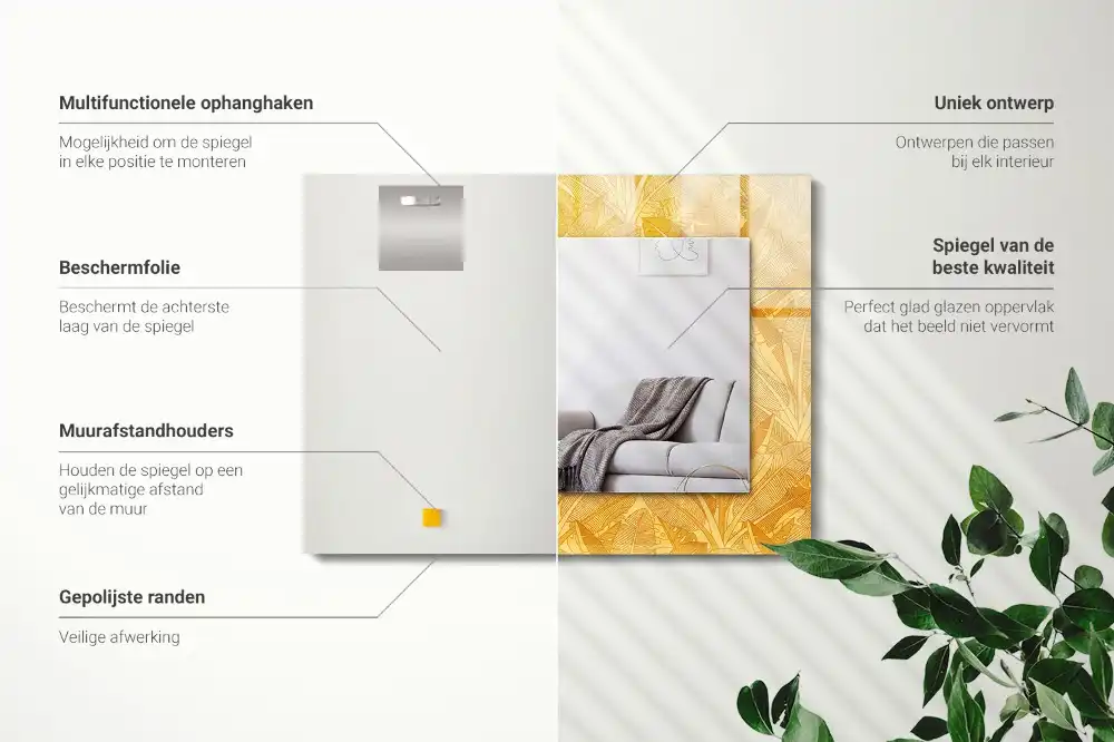 Specchio rettangolare decoro Motivo a foglie arancioni