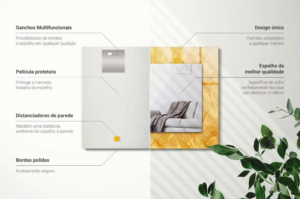 Specchio rettangolare decoro Motivo a foglie arancioni