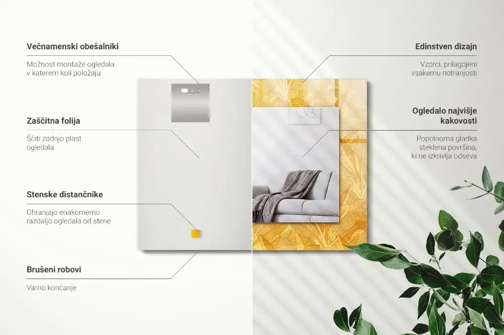 Specchio rettangolare decoro Motivo a foglie arancioni