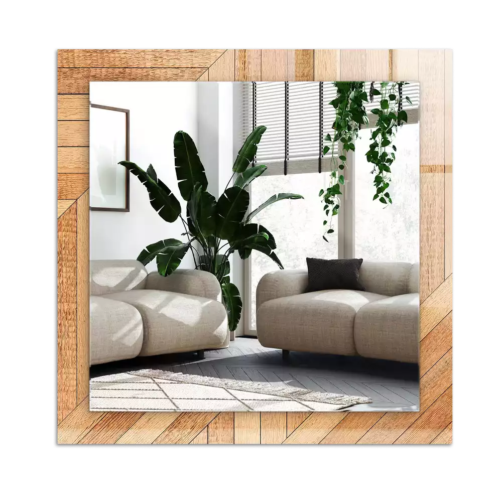 Specchio rettangolare con cornice stampata Parquet in legno