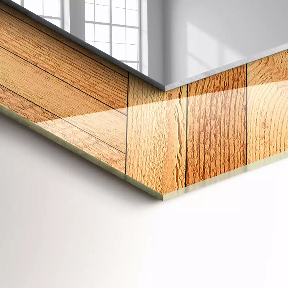 Specchio rettangolare con cornice stampata Parquet in legno