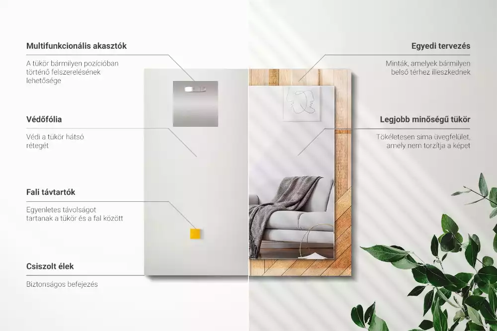 Specchio rettangolare con cornice stampata Parquet in legno