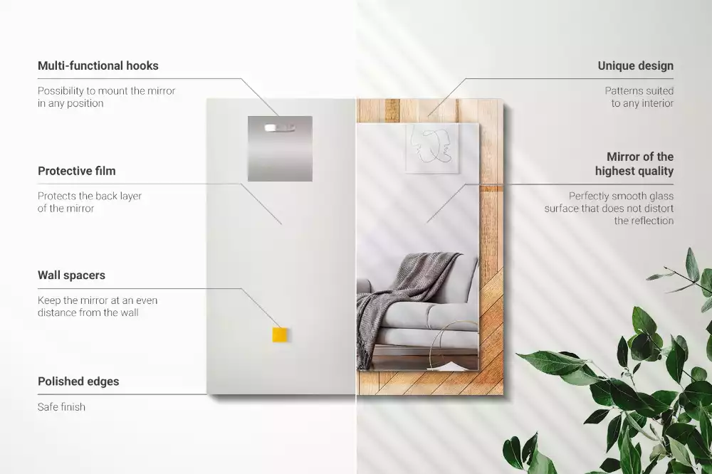 Specchio rettangolare con cornice stampata Parquet in legno