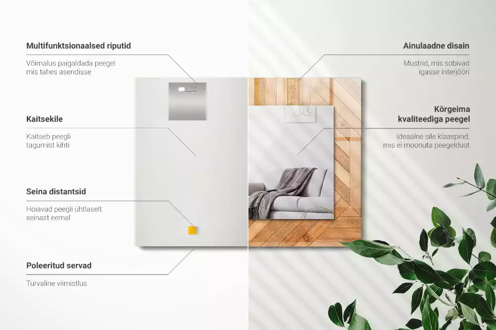 Specchio rettangolare con cornice stampata Parquet in legno