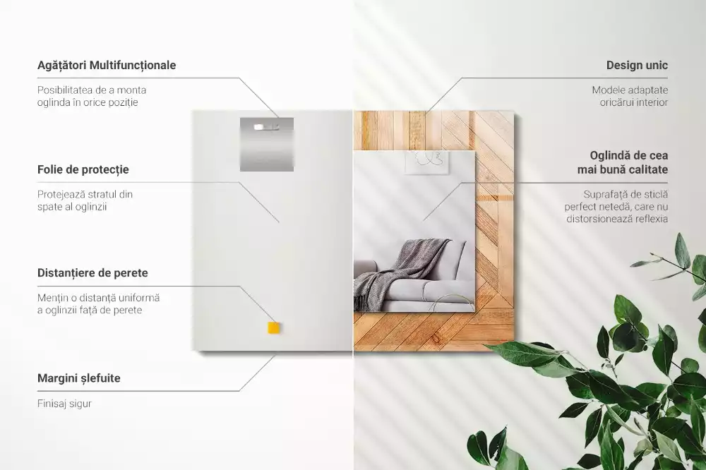 Specchio rettangolare con cornice stampata Parquet in legno