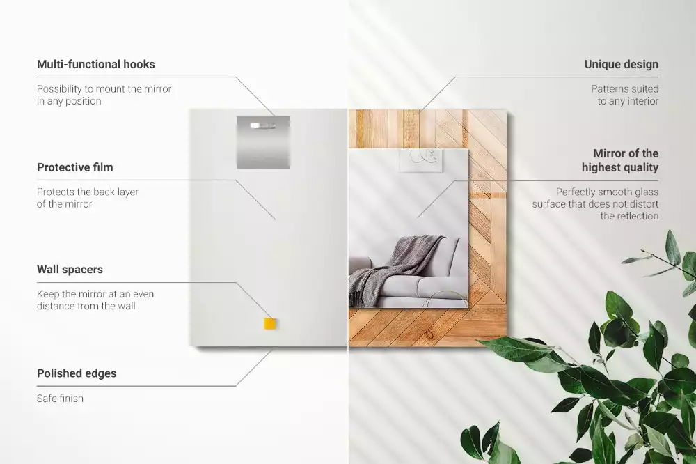 Specchio rettangolare con cornice stampata Parquet in legno