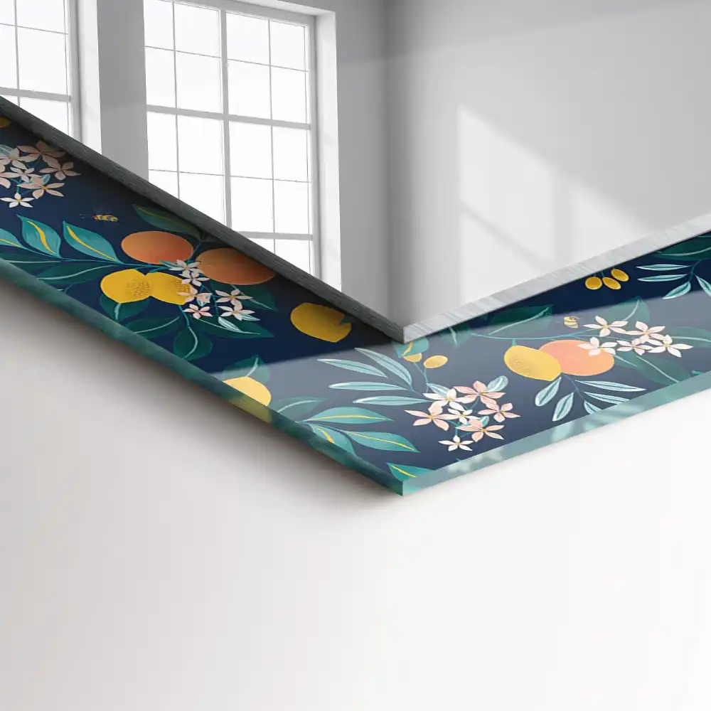 Specchio rettangolare stampato Fiori e frutti