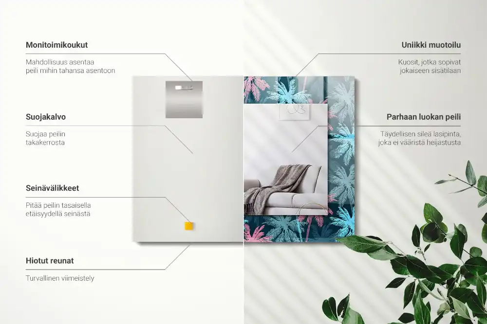 Specchio rettangolare decoro Motivo colorato di palme