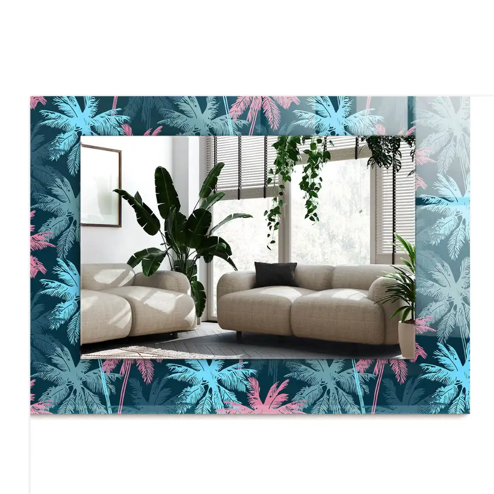 Specchio rettangolare decoro Motivo colorato di palme