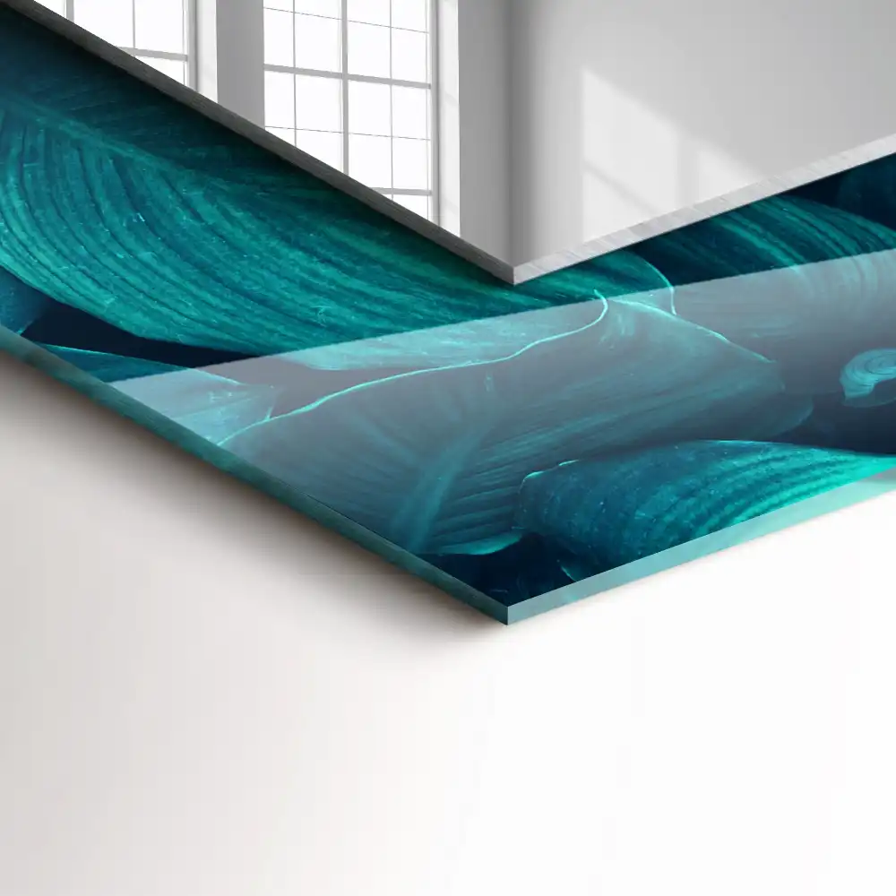 Specchio rettangolare stampato Foglie verdi