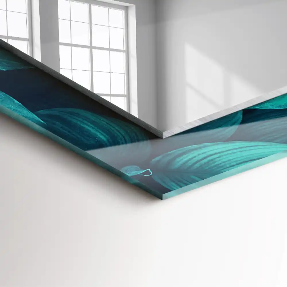 Specchio rettangolare stampato Foglie verdi