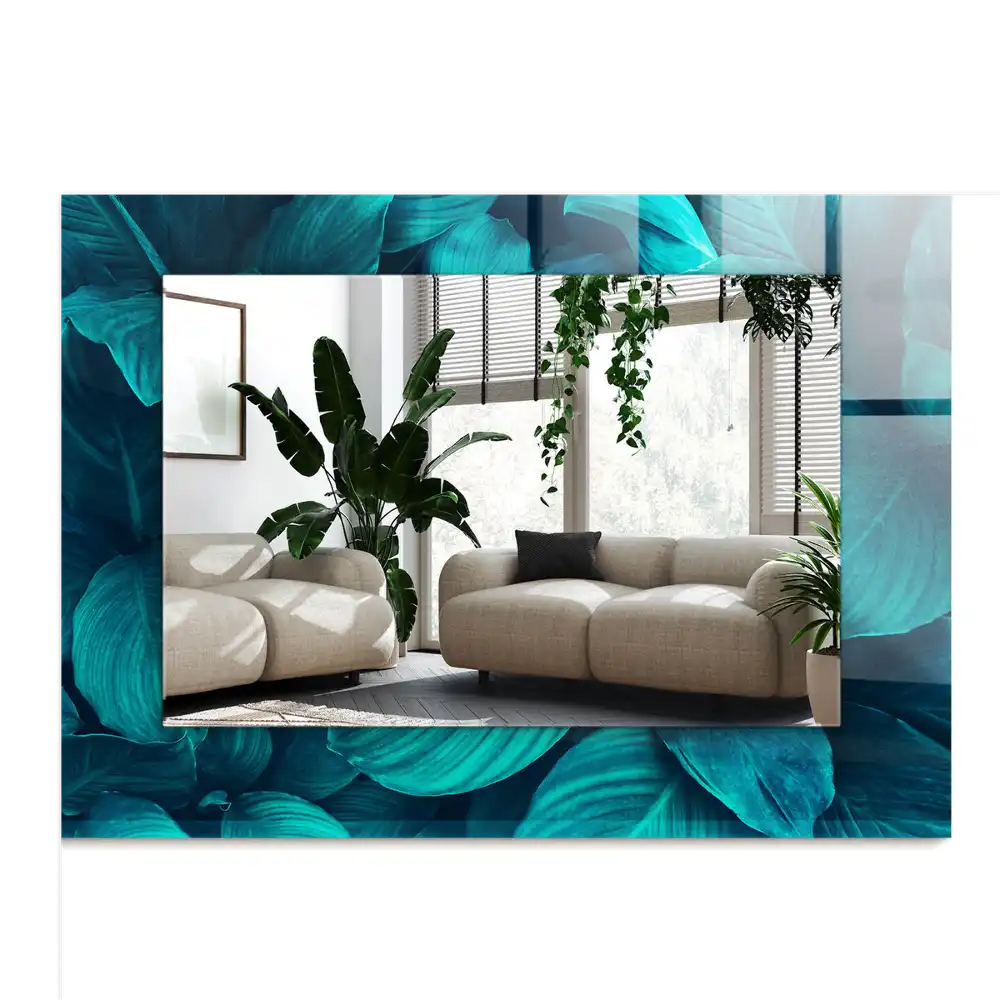 Specchio rettangolare stampato Foglie verdi