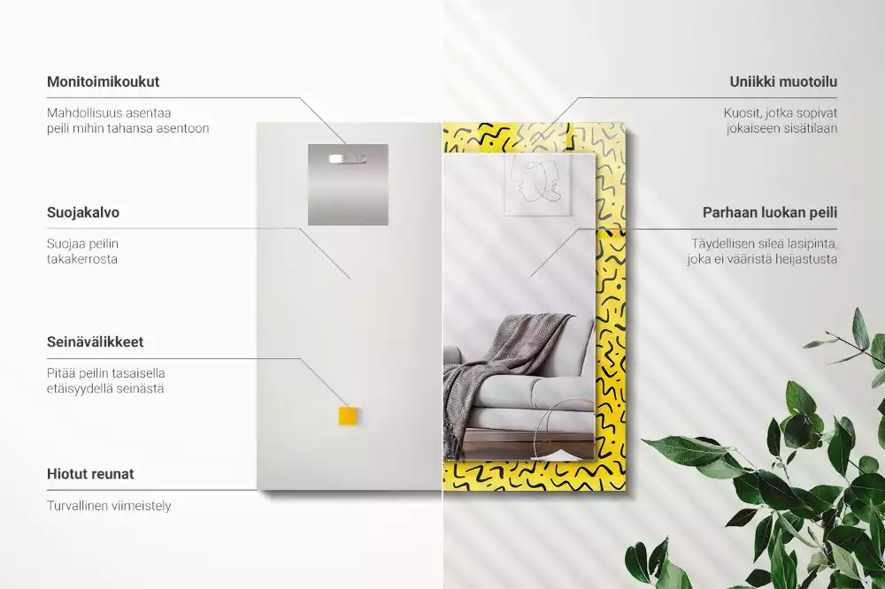 Specchio rettangolare decoro Motivo astratto giallo