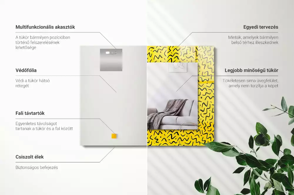 Specchio rettangolare decoro Motivo astratto giallo
