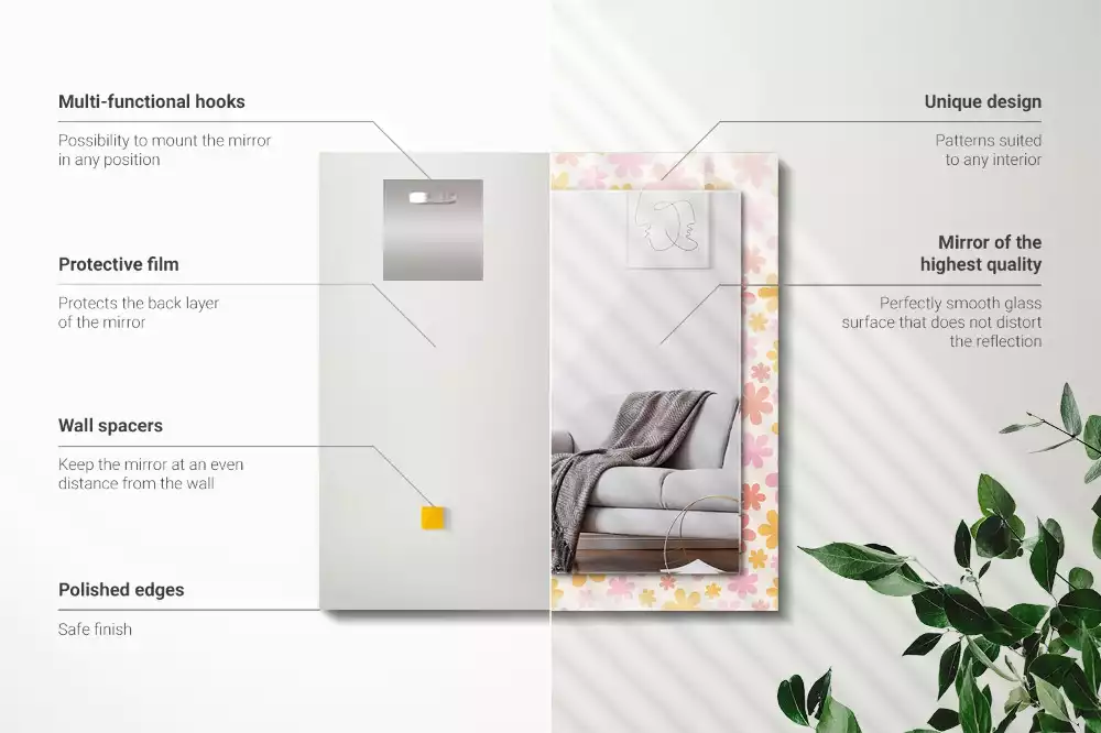 Specchio rettangolare stampato Motivo floreale