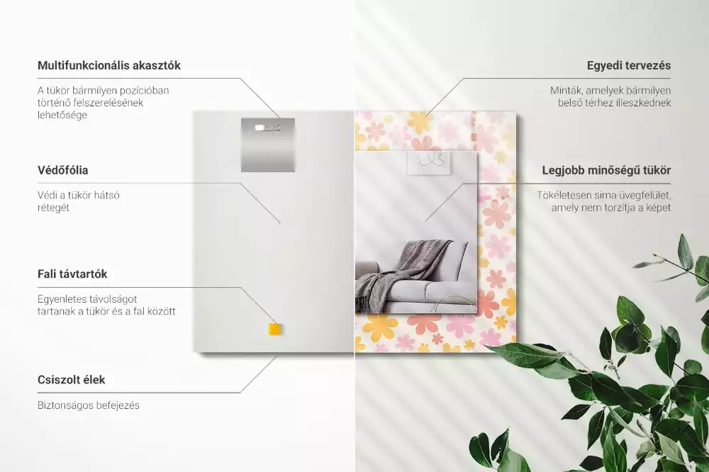 Specchio rettangolare stampato Motivo floreale