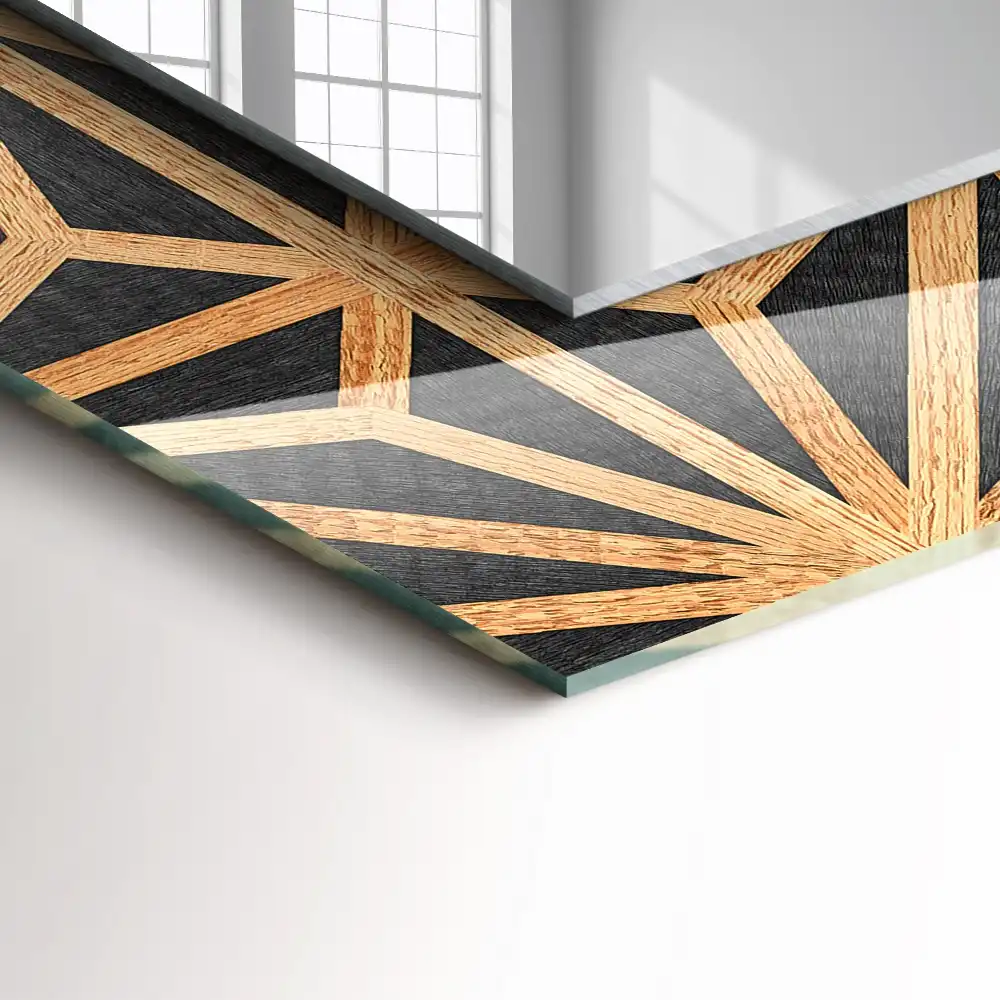Specchio rettangolare decoro Motivo geometrico in legno