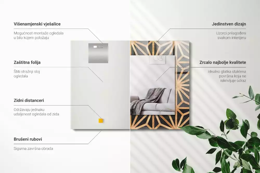 Specchio rettangolare decoro Motivo geometrico in legno