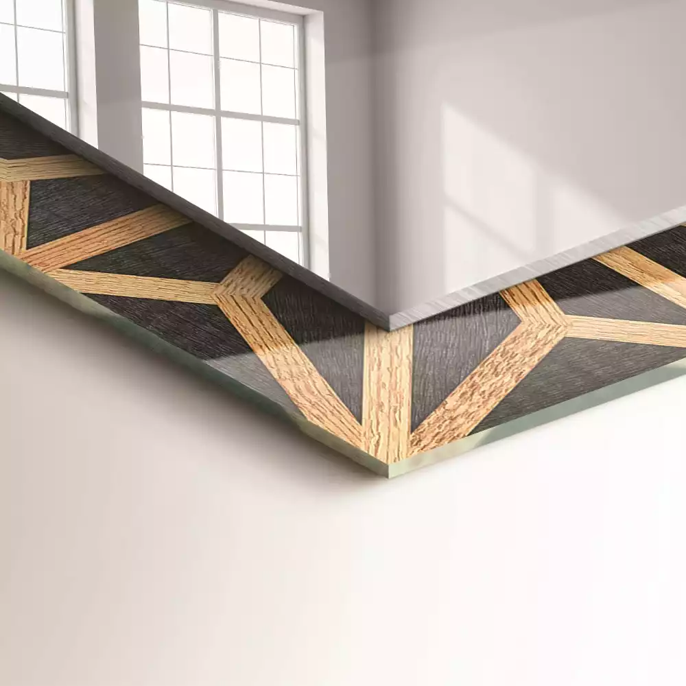 Specchio rettangolare decoro Motivo geometrico in legno