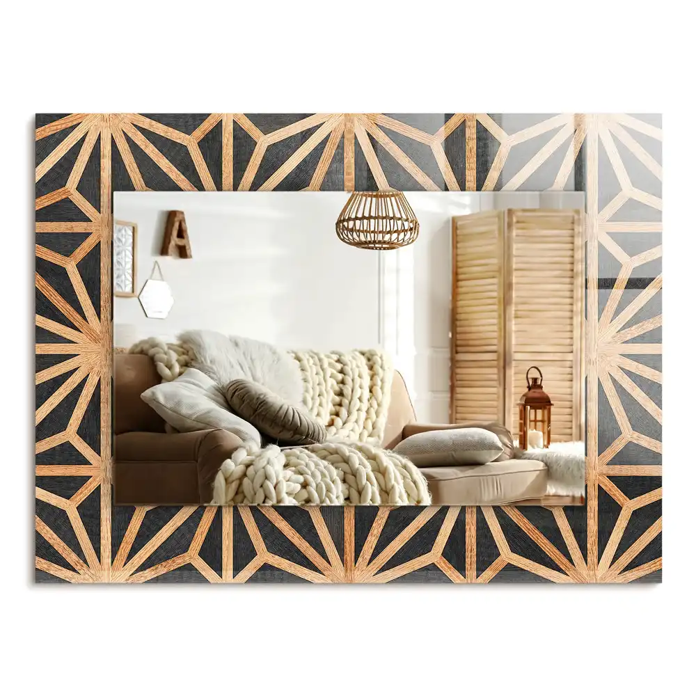Specchio rettangolare decoro Motivo geometrico in legno