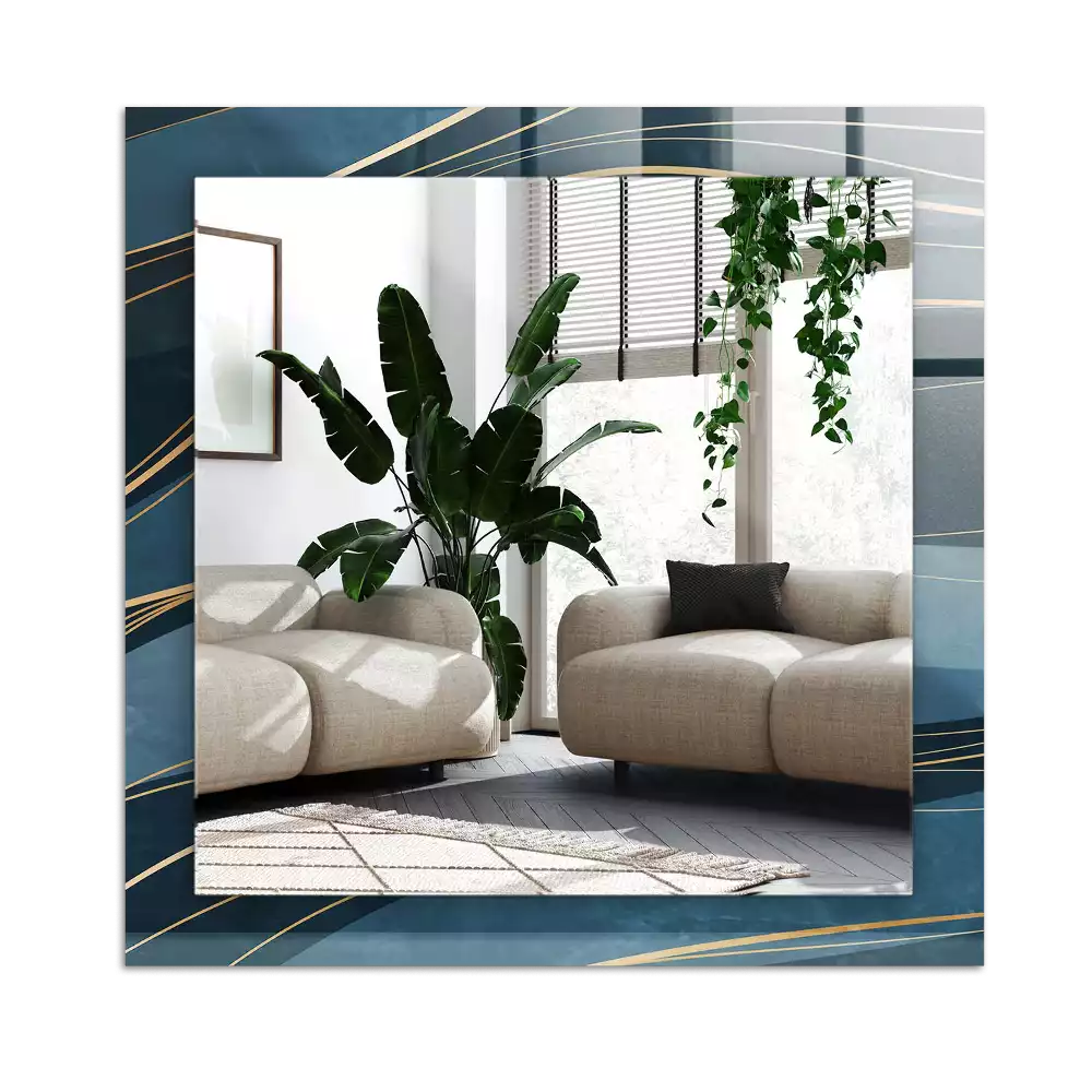 Specchio rettangolare con cornice stampata Linee astratte