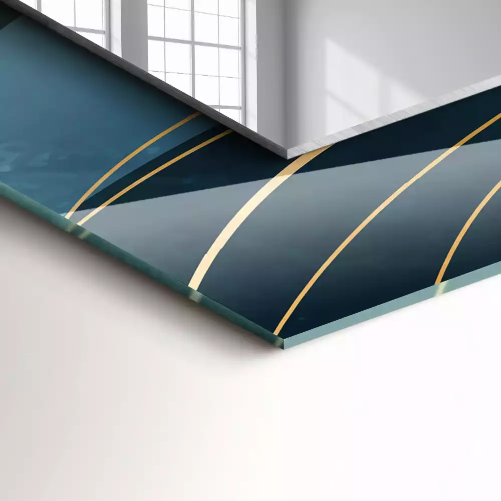 Specchio rettangolare con cornice stampata Linee astratte