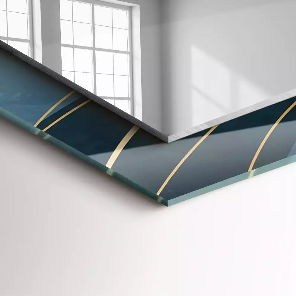 Specchio rettangolare con cornice stampata Linee astratte