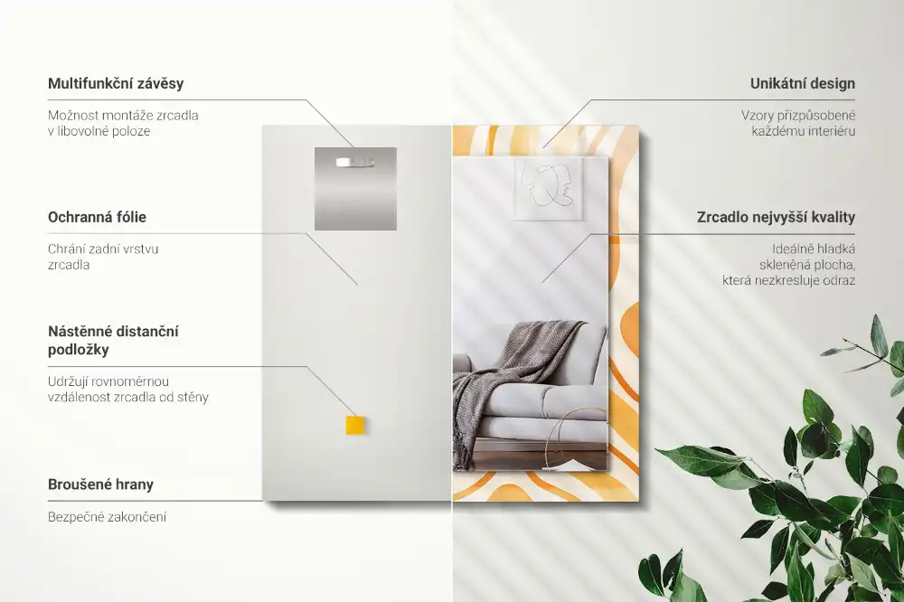 Specchio rettangolare decoro Motivi arancioni astratti