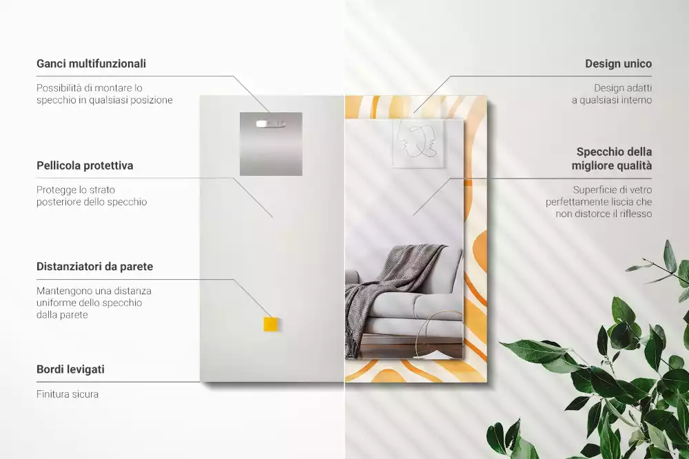 Specchio rettangolare decoro Motivi arancioni astratti