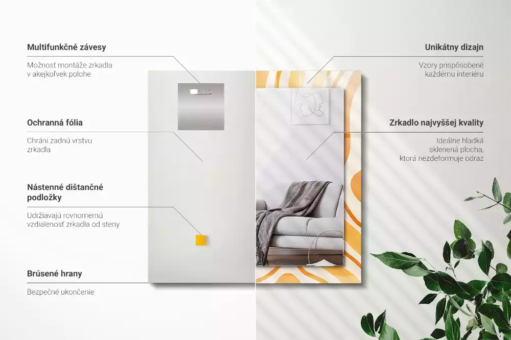 Specchio rettangolare decoro Motivi arancioni astratti