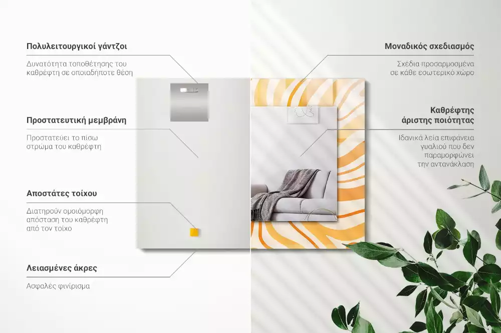 Specchio rettangolare decoro Motivi arancioni astratti