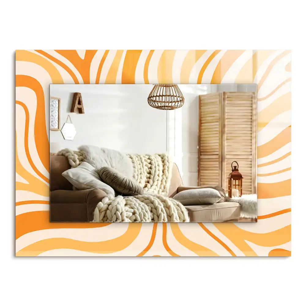 Specchio rettangolare decoro Motivi arancioni astratti
