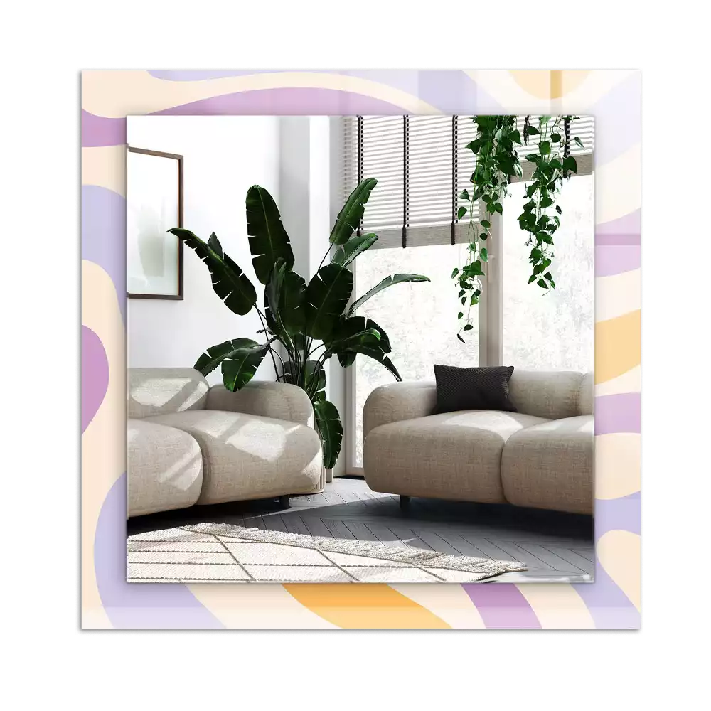 Specchio rettangolare con cornice stampata Motivi astratti colorati